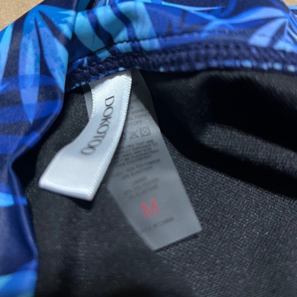 Dokotoo Womens Navy Blue Tropical Palm High Waisted Bikini Set Size M New - Picture 9 of 10